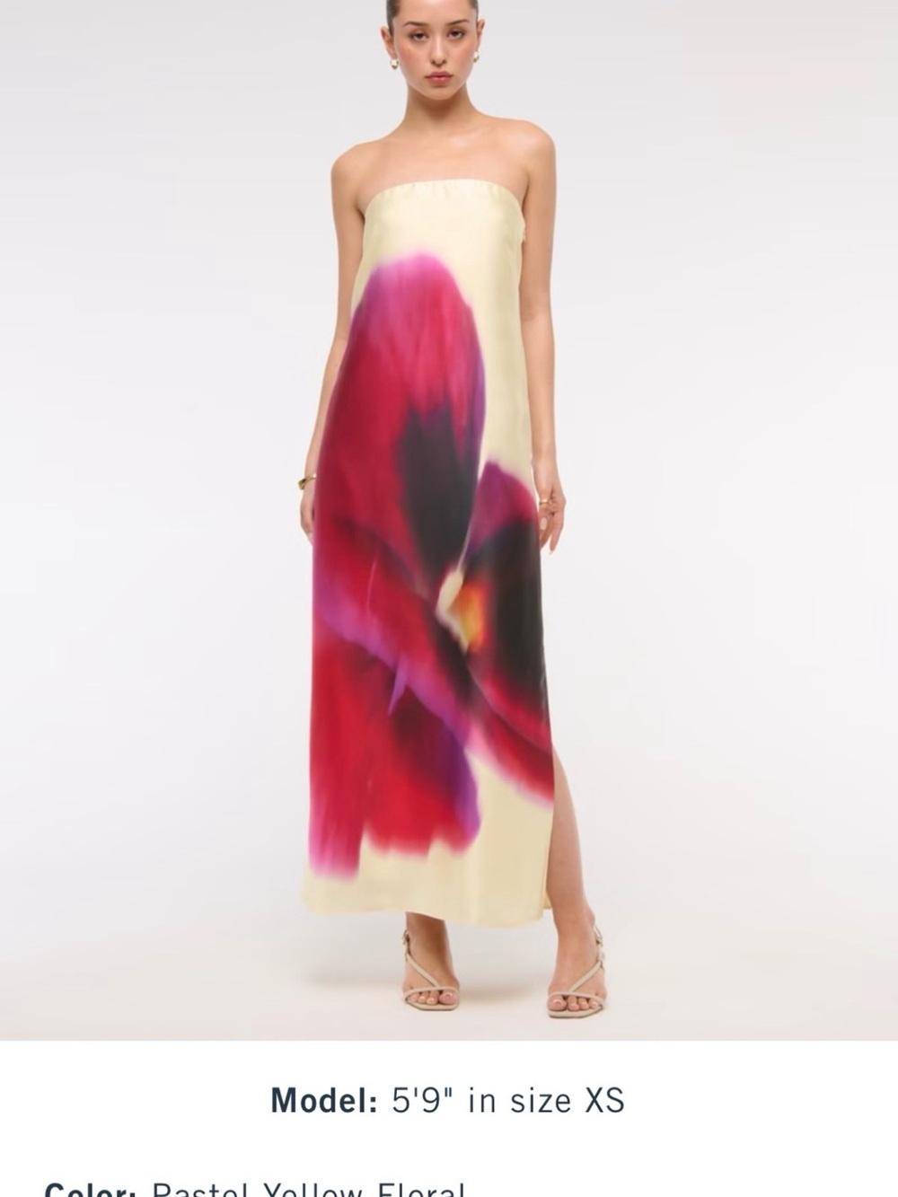 Strapless Pastel Yellow Floral Maxi Dress Abercrombie and fitch